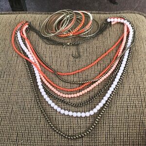 Elegant Multi-Layered Beaded Necklace and Bangle Set